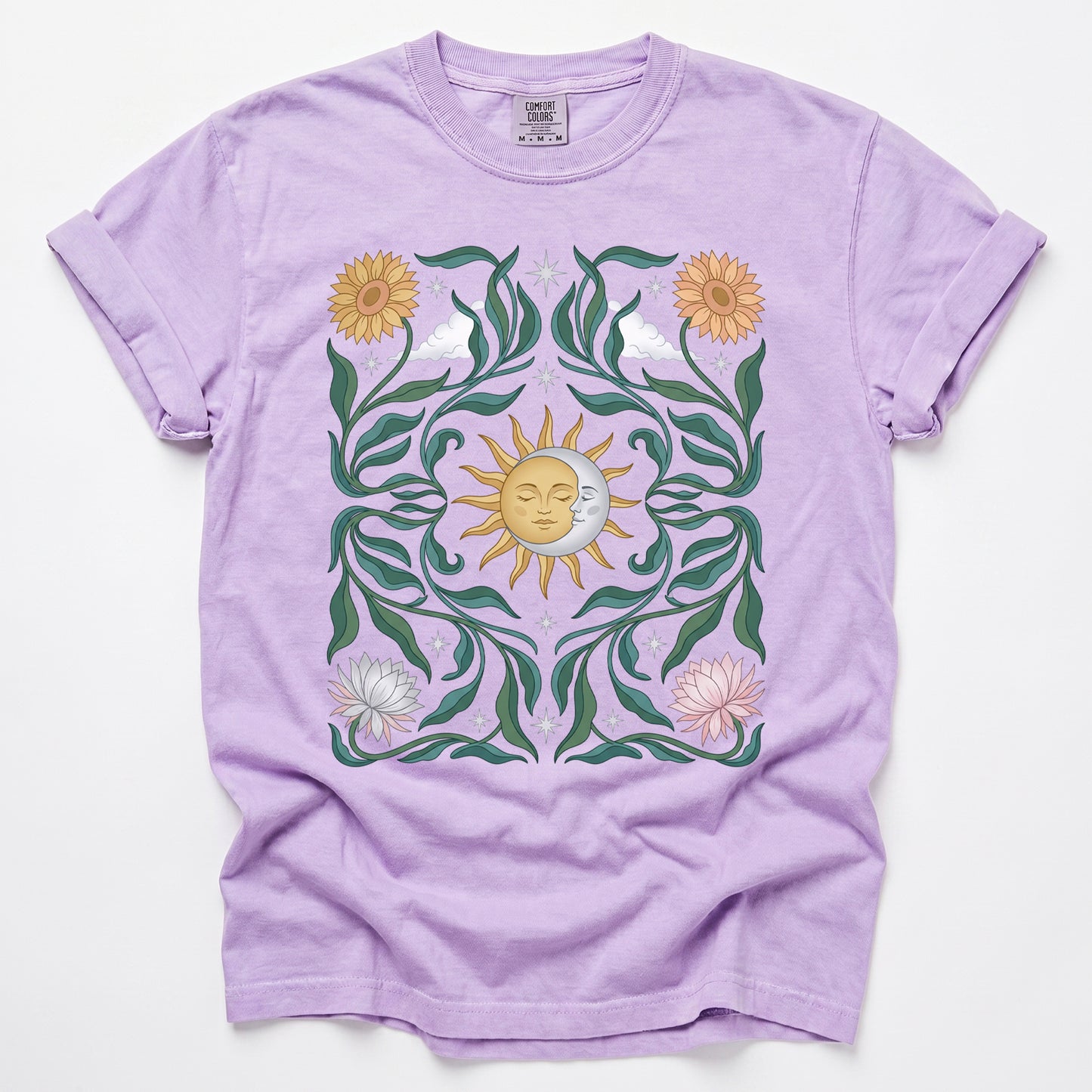 Art Nouveau Sun & Moon Vintage Washed T-Shirt