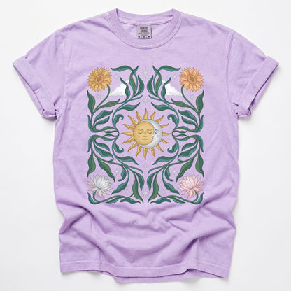 Art Nouveau Sun & Moon Vintage Washed T-Shirt