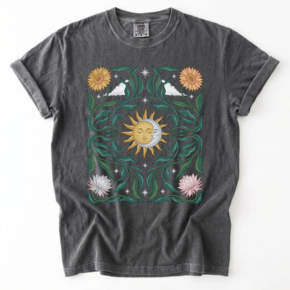 Art Nouveau Sun & Moon Vintage Washed T-Shirt