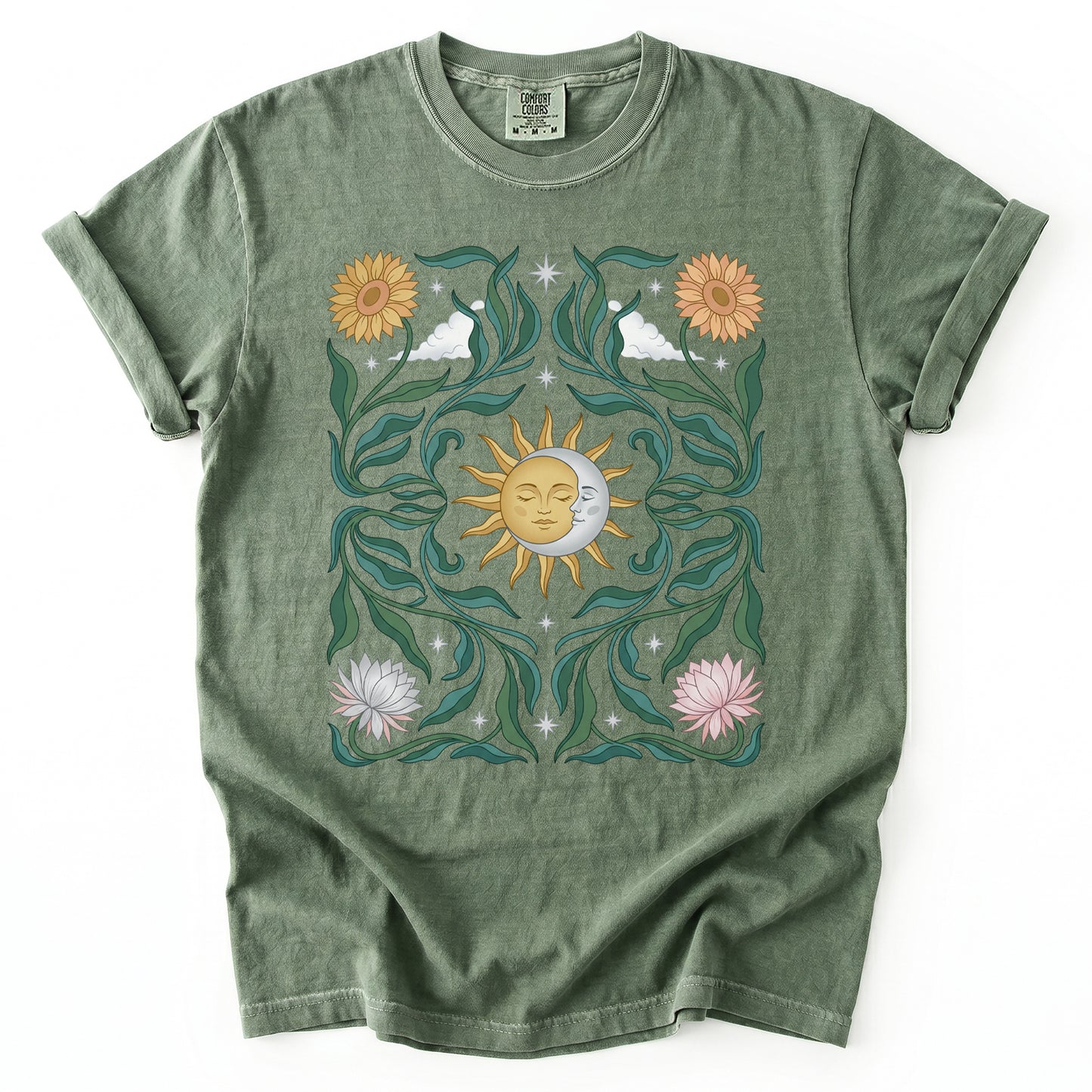 Art Nouveau Sun & Moon Vintage Washed T-Shirt