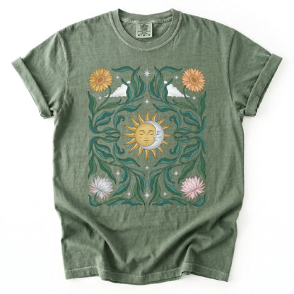 Art Nouveau Sun & Moon Vintage Washed T-Shirt