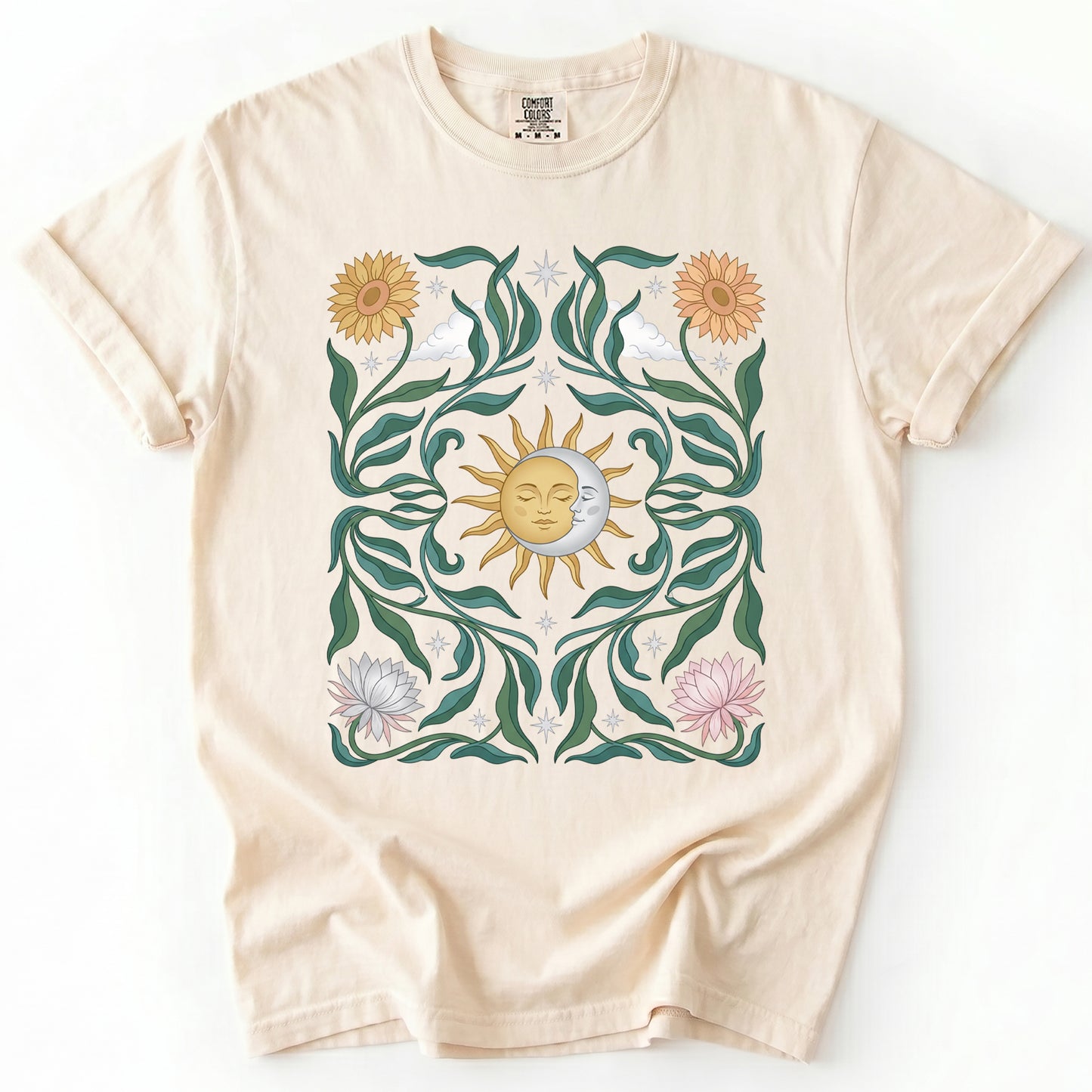 Art Nouveau Sun & Moon Vintage Washed T-Shirt