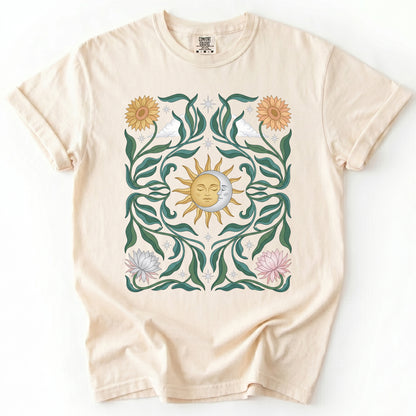 Art Nouveau Sun & Moon Vintage Washed T-Shirt