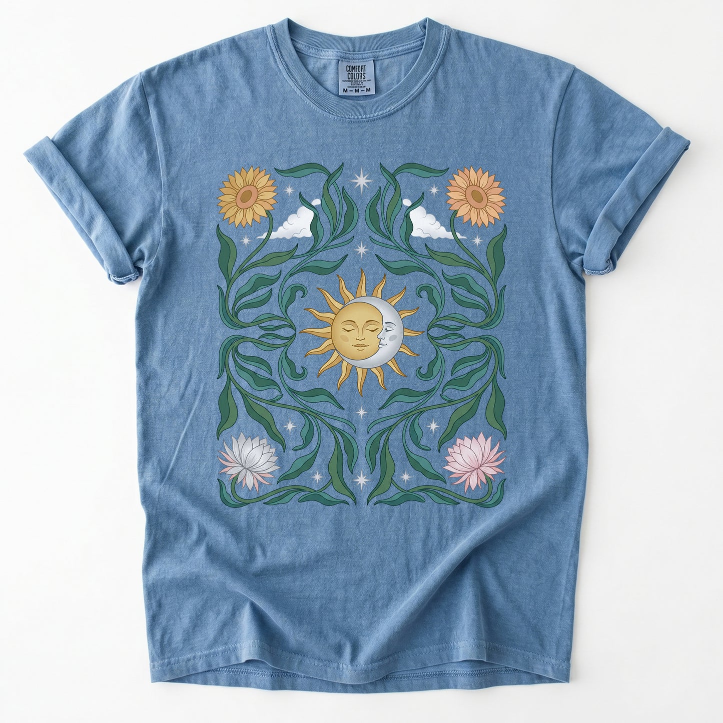 Art Nouveau Sun & Moon Vintage Washed T-Shirt