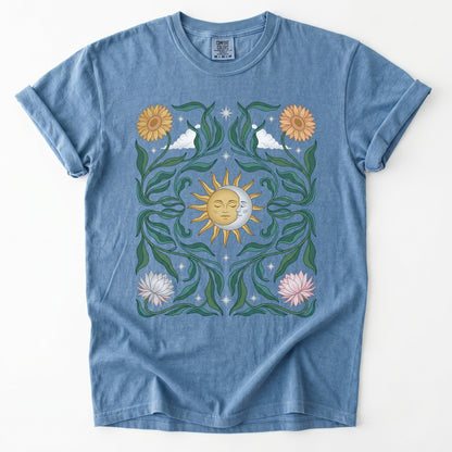 Art Nouveau Sun & Moon Vintage Washed T-Shirt