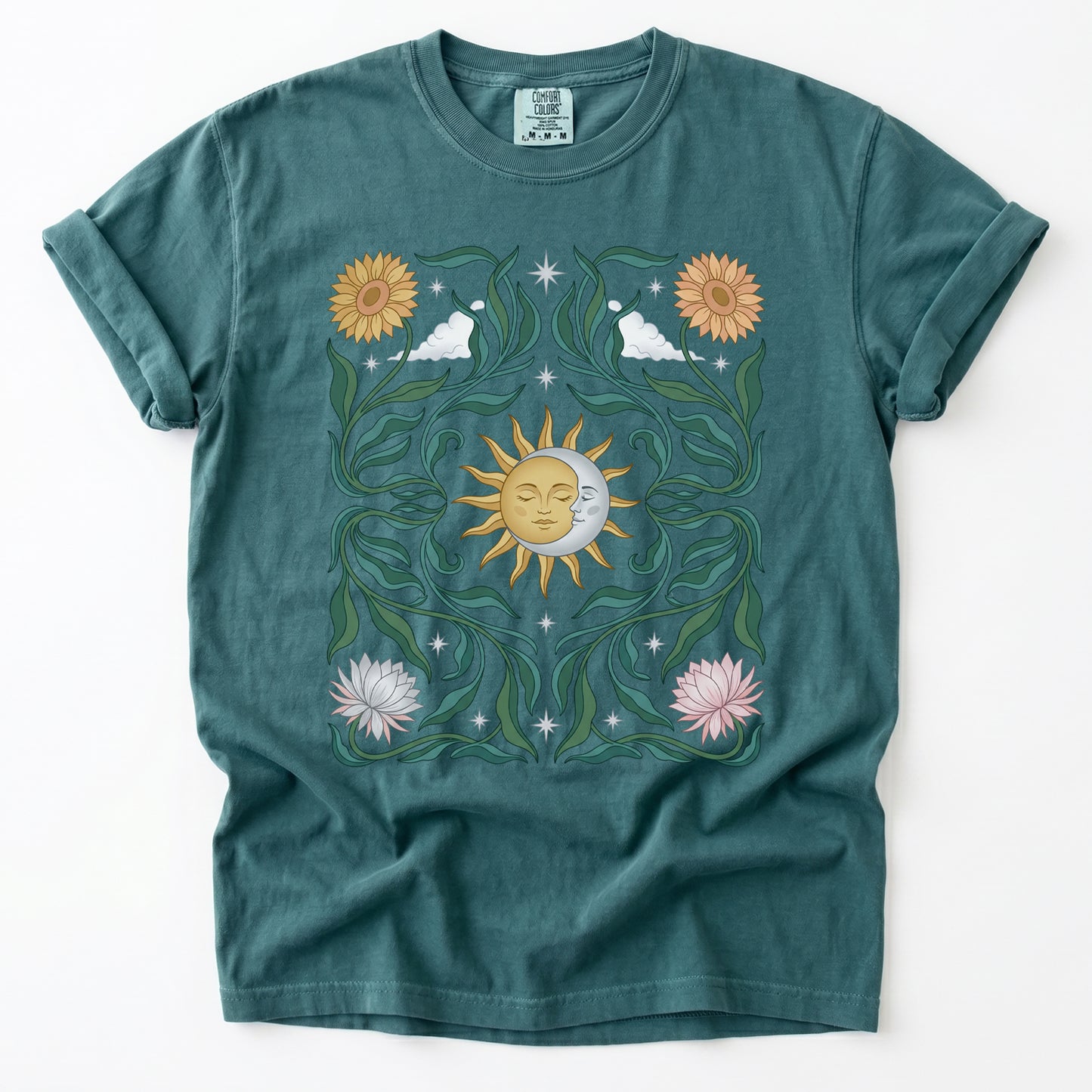 Art Nouveau Sun & Moon Vintage Washed T-Shirt