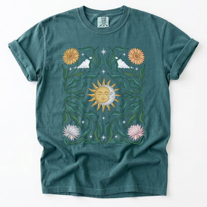 Art Nouveau Sun & Moon Vintage Washed T-Shirt