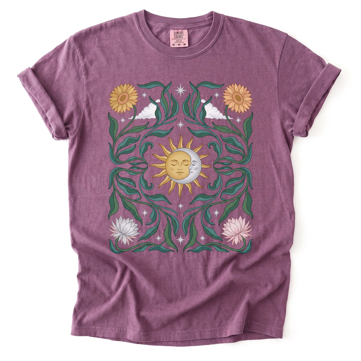 Art Nouveau Sun & Moon Vintage Washed T-Shirt