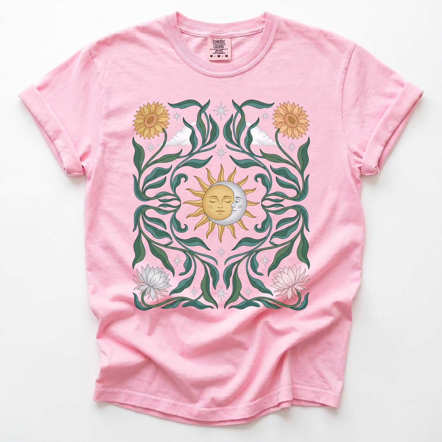 Art Nouveau Sun & Moon Vintage Washed T-Shirt