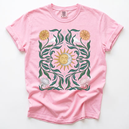Art Nouveau Sun & Moon Vintage Washed T-Shirt