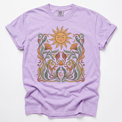Art Nouveau Sun Vintage Washed T-Shirt