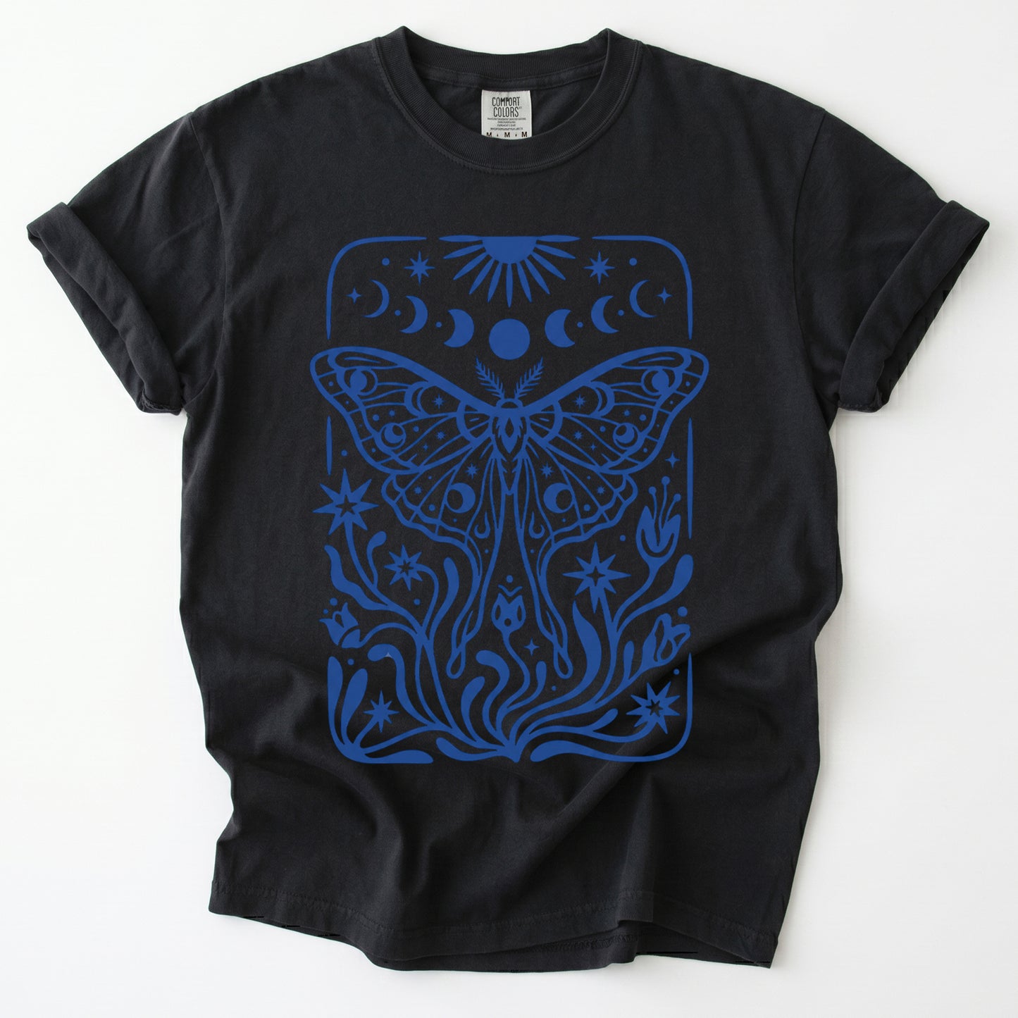 Block Print Celestial Moth Vintage Washed T-Shirt