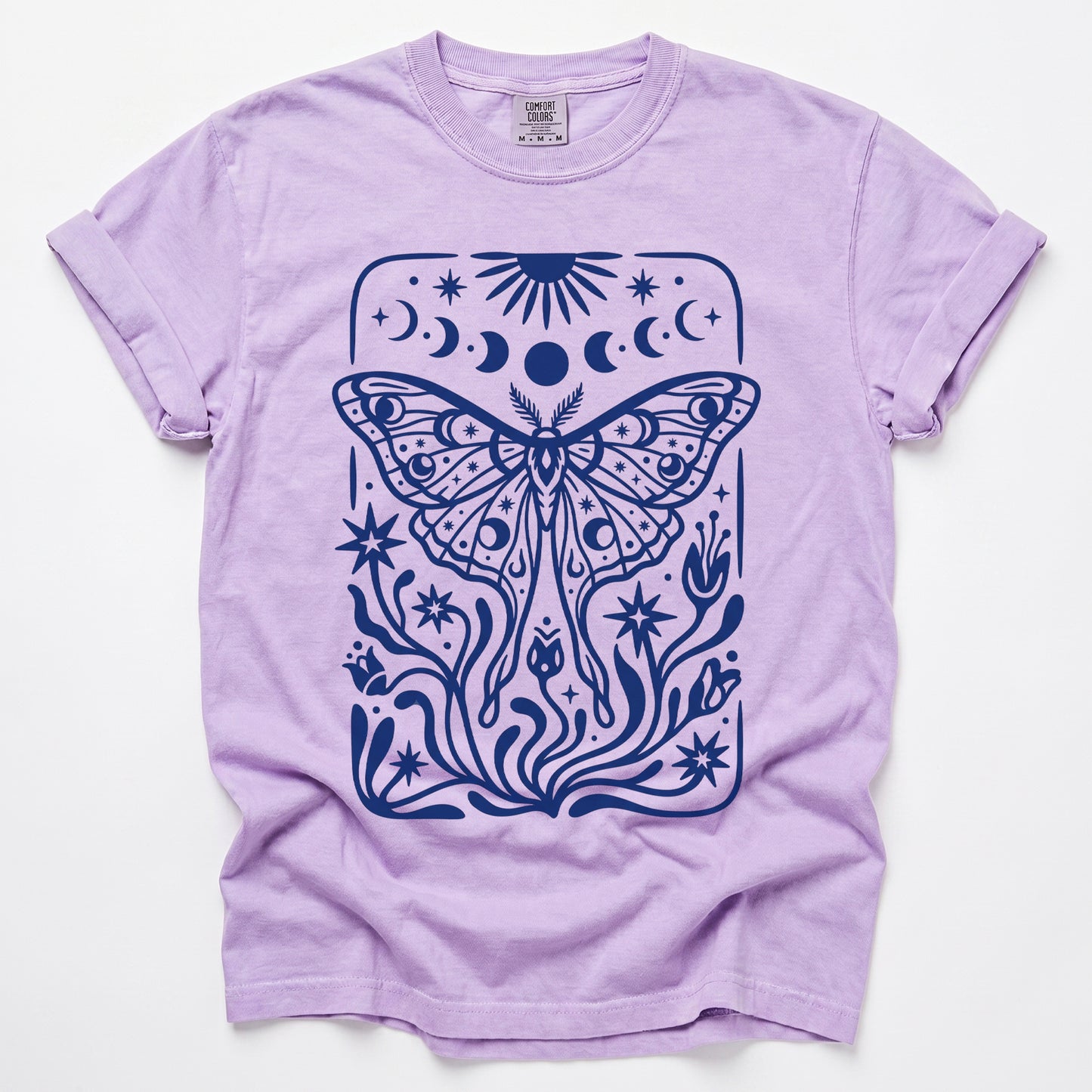 Block Print Celestial Moth Vintage Washed T-Shirt