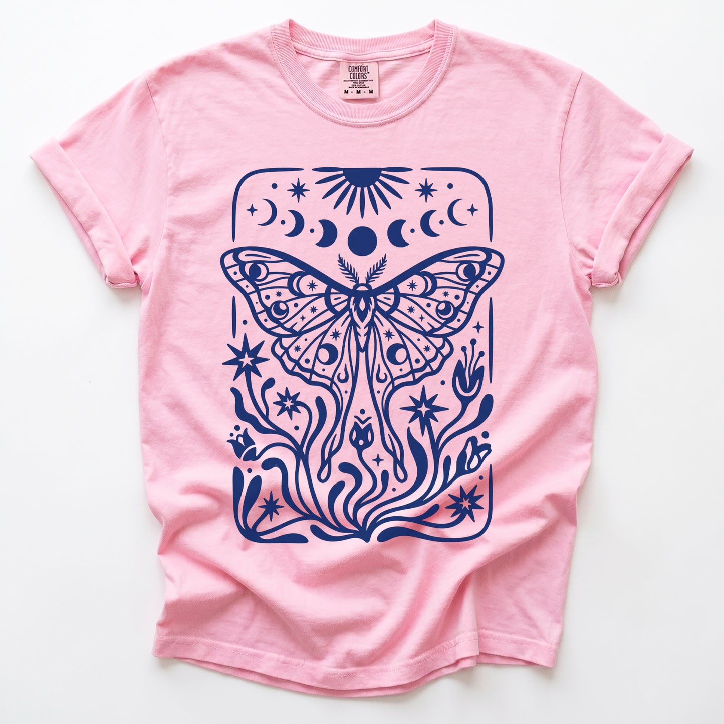 Block Print Celestial Moth Vintage Washed T-Shirt