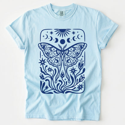 Block Print Celestial Moth Vintage Washed T-Shirt