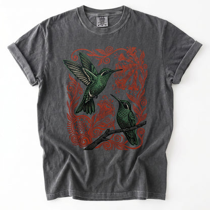 Block Print Hummingbird Vintage Washed T-Shirt