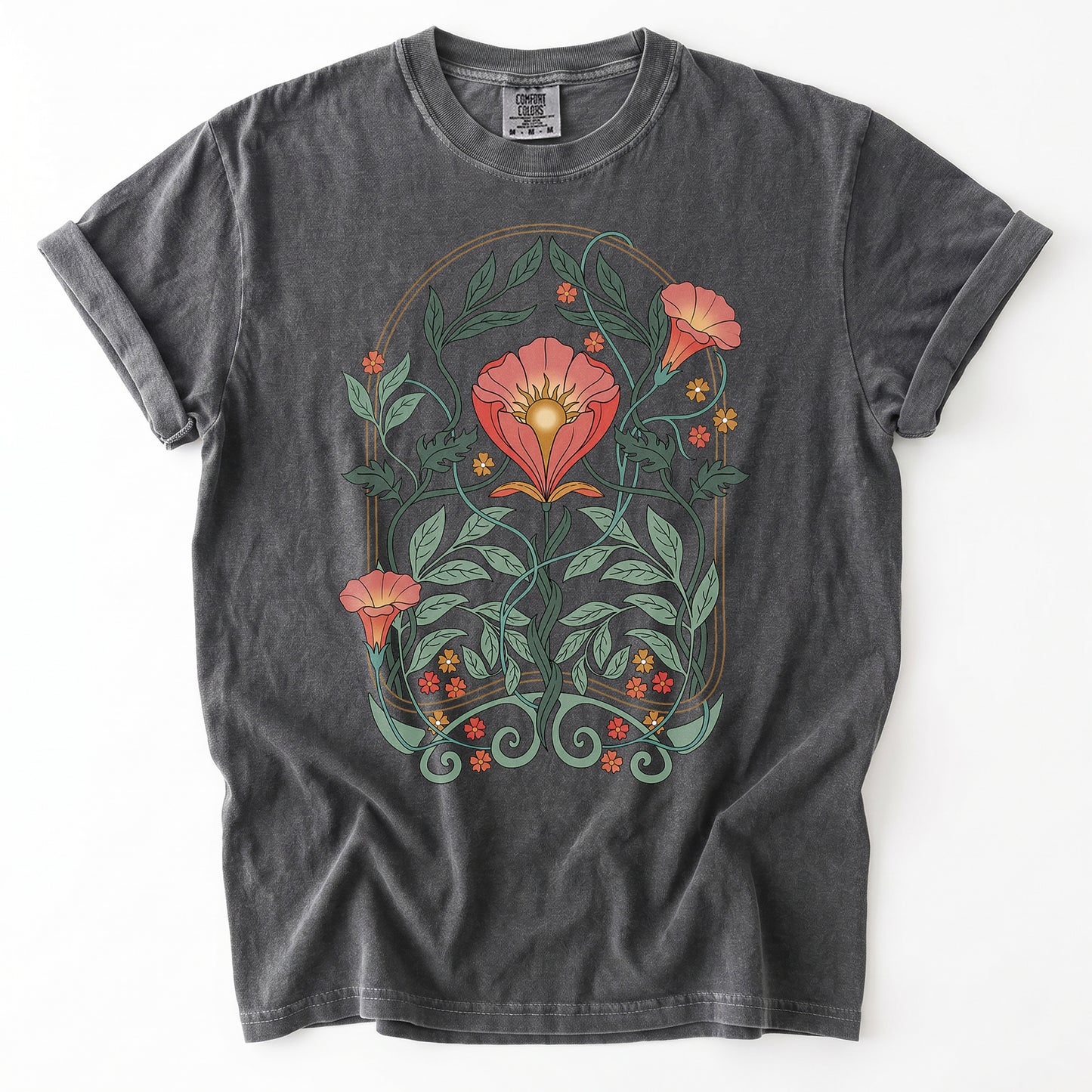 Art Nouveau Botanical Bloom Heavyweight T-Shirt