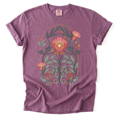 Art Nouveau Botanical Bloom Heavyweight T-Shirt