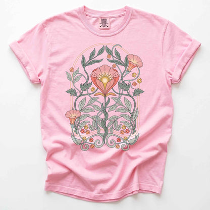 Art Nouveau Botanical Bloom Heavyweight T-Shirt