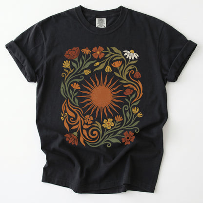 Boho Sunburst Flora Vintage Washed T-Shirt