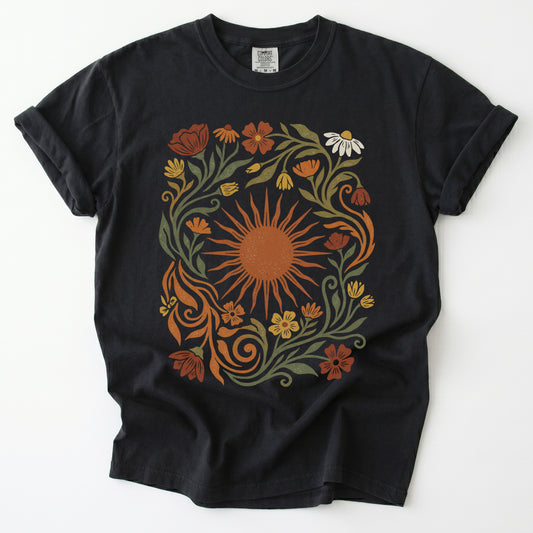 Boho Sunburst Flora Vintage Washed T-Shirt