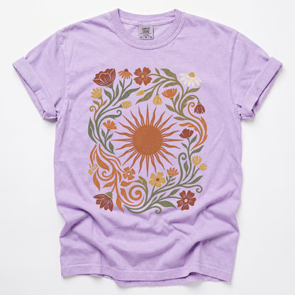 Boho Sunburst Flora Vintage Washed T-Shirt