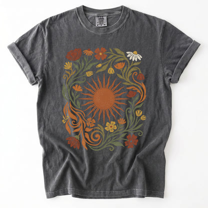 Boho Sunburst Flora Vintage Washed T-Shirt