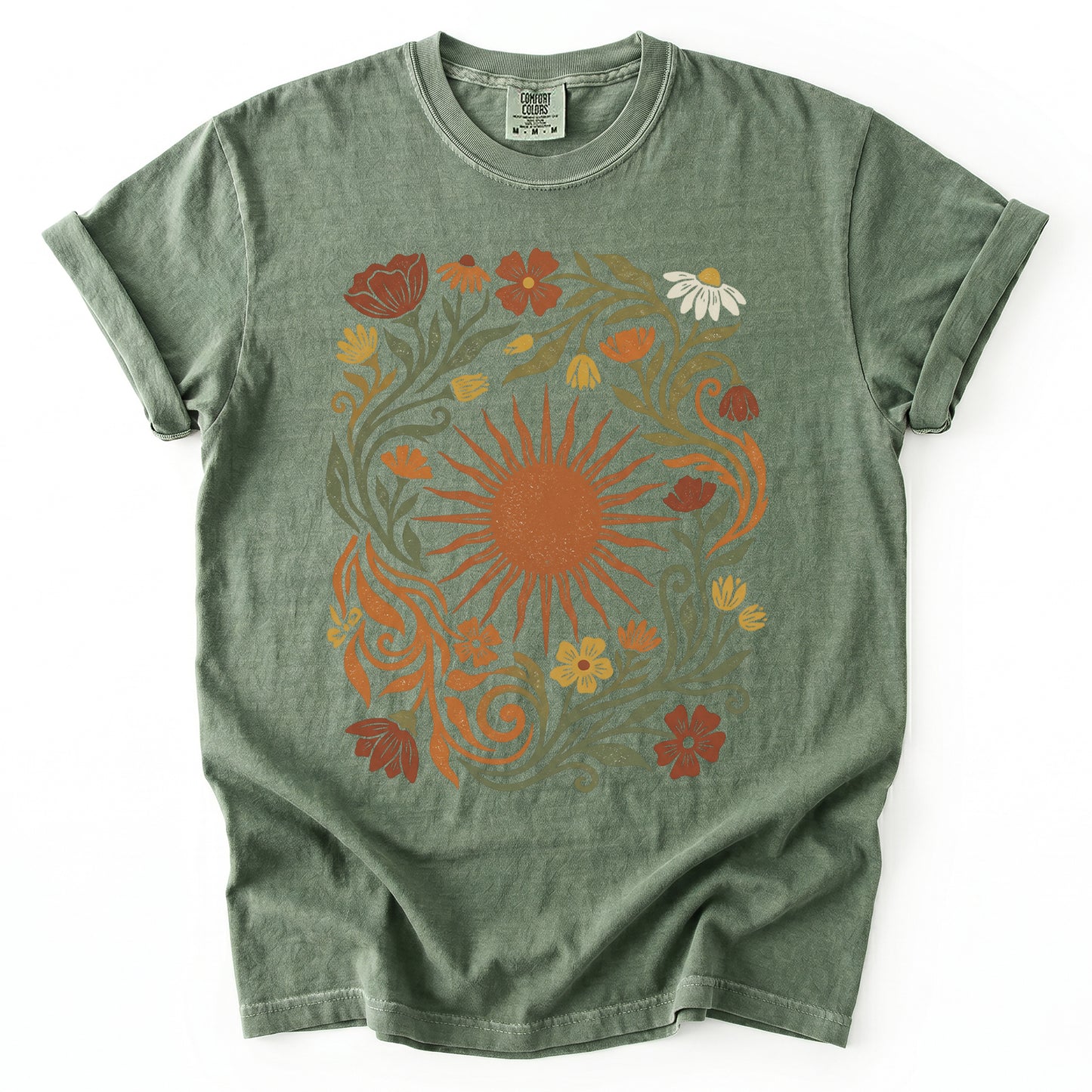 Boho Sunburst Flora Vintage Washed T-Shirt