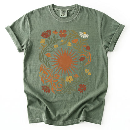 Boho Sunburst Flora Vintage Washed T-Shirt