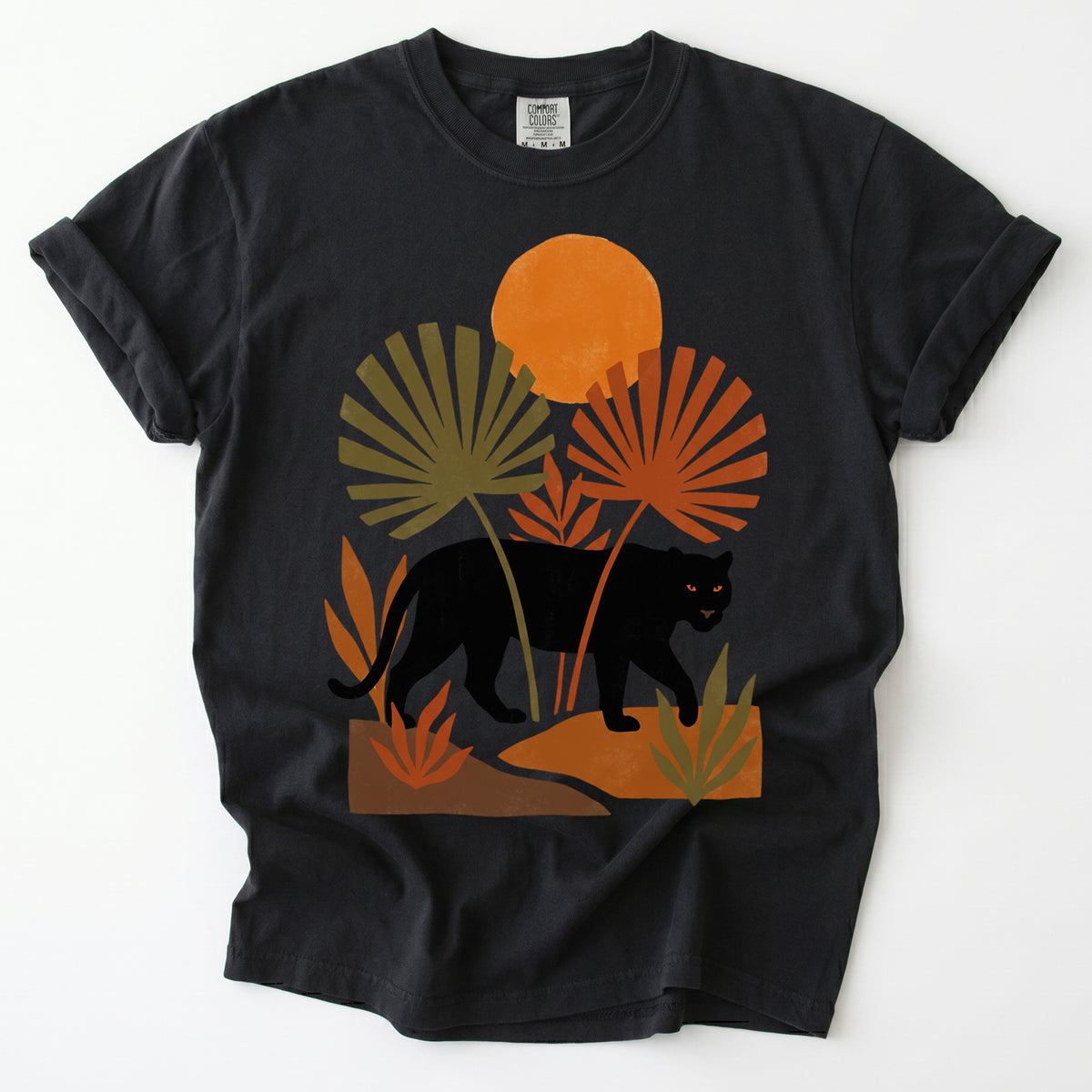 Boho Sunset Panther Vintage Washed T-Shirt