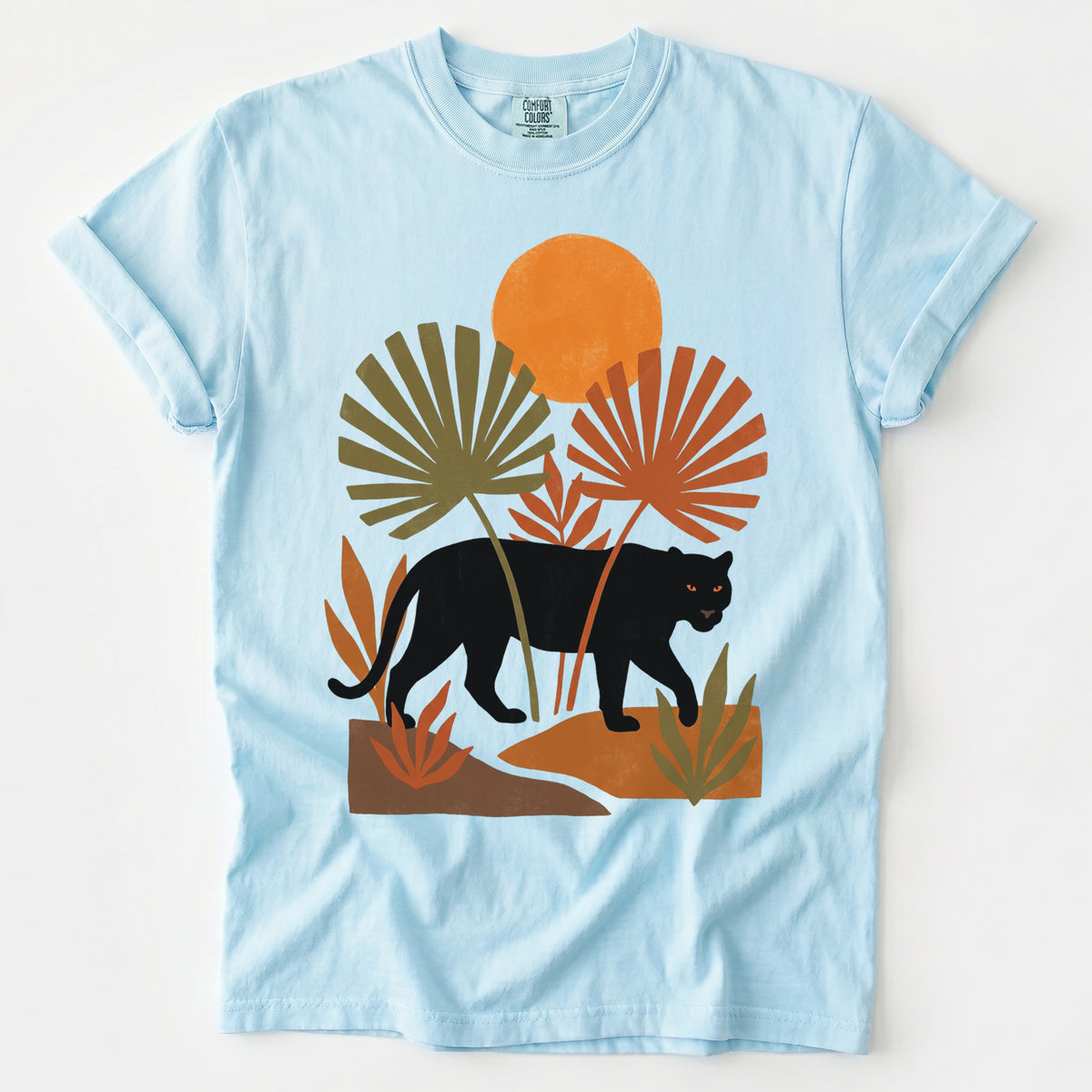 Boho Sunset Panther Vintage Washed T-Shirt