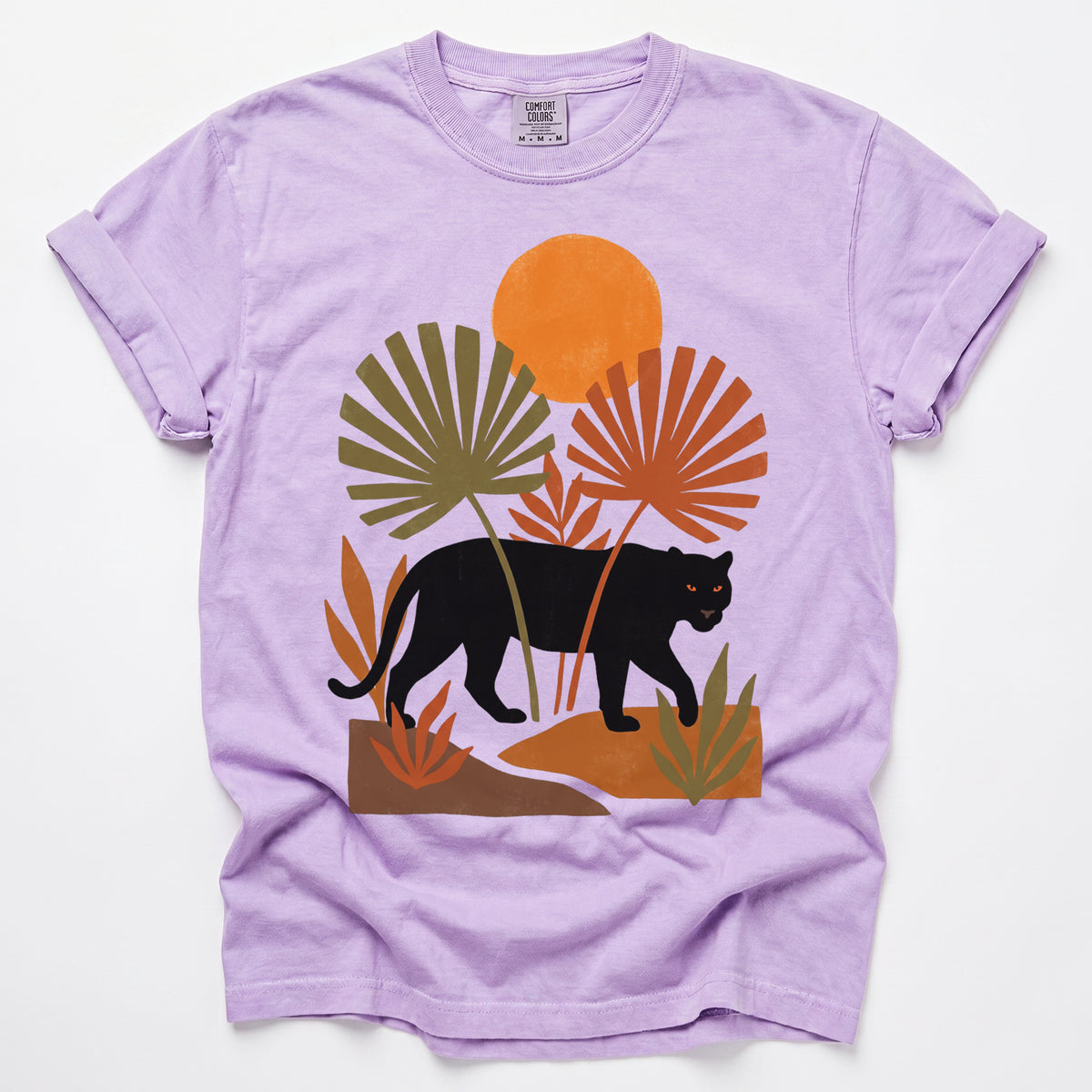 Boho Sunset Panther Vintage Washed T-Shirt