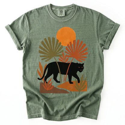 Boho Sunset Panther Vintage Washed T-Shirt