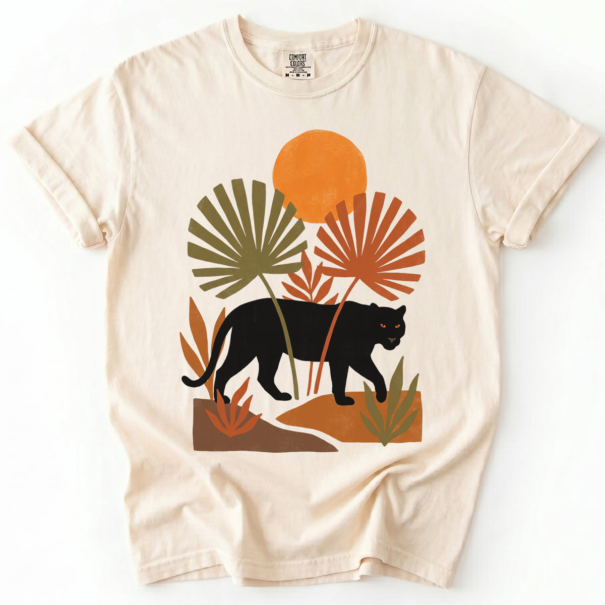 Boho Sunset Panther Vintage Washed T-Shirt