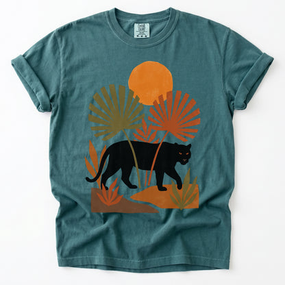 Boho Sunset Panther Vintage Washed T-Shirt