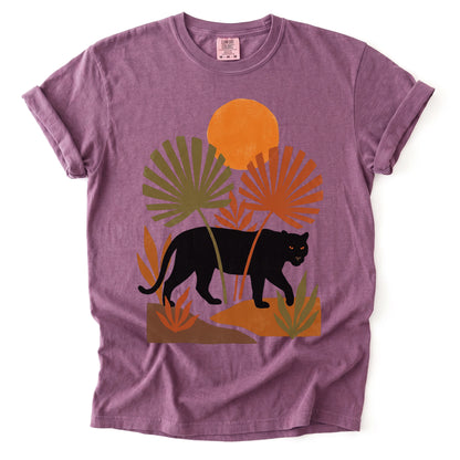 Boho Sunset Panther Vintage Washed T-Shirt