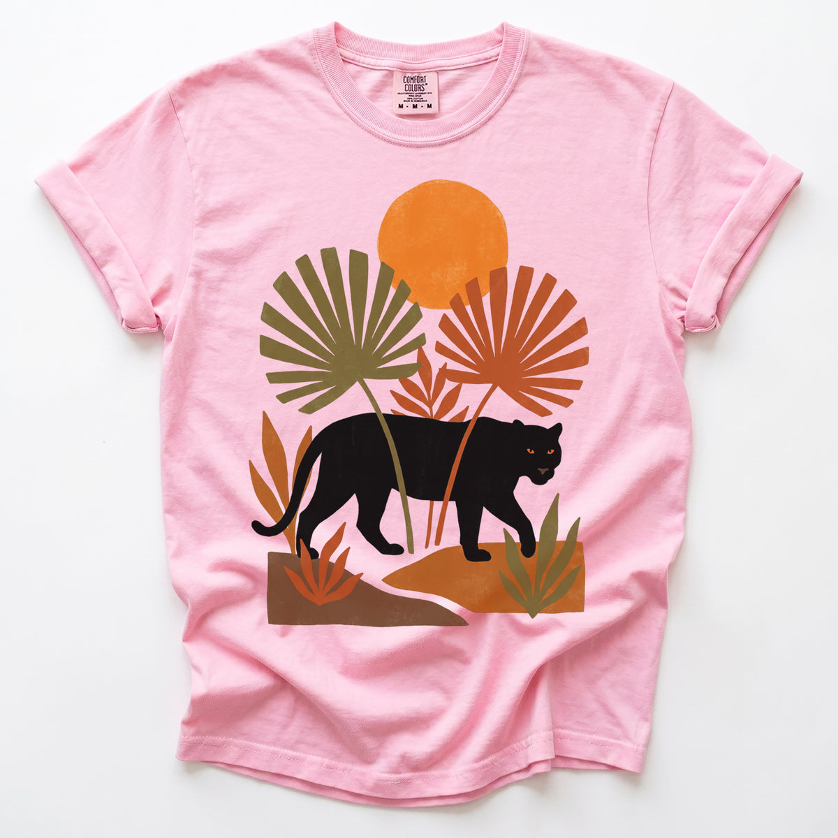 Boho Sunset Panther Vintage Washed T-Shirt