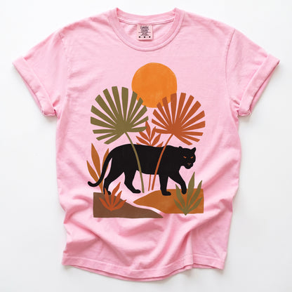 Boho Sunset Panther Vintage Washed T-Shirt