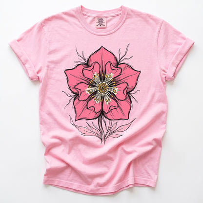 Bold Pink Blossom Vintage Washed T-Shirt