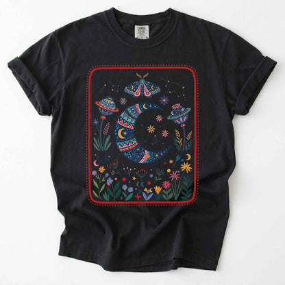 Folk Art Botanical Moon Vintage Washed T-Shirt