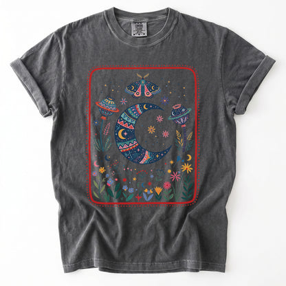 Folk Art Botanical Moon Vintage Washed T-Shirt
