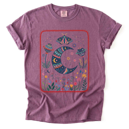 Folk Art Botanical Moon Vintage Washed T-Shirt