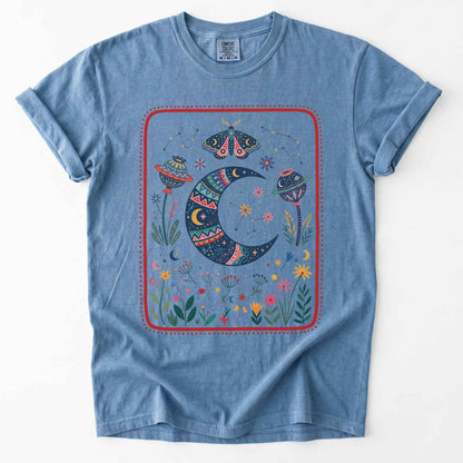 Folk Art Botanical Moon Vintage Washed T-Shirt
