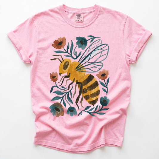 Watercolor Bumble Bee Vintage Washed T-Shirt