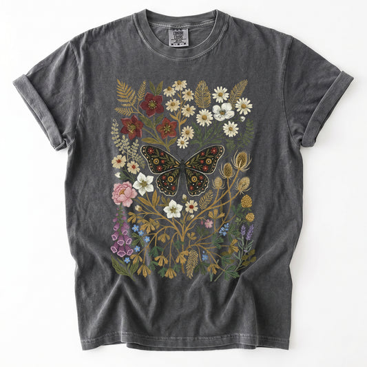 Vintage Wildflower & Butterfly Heavyweight T-Shirt