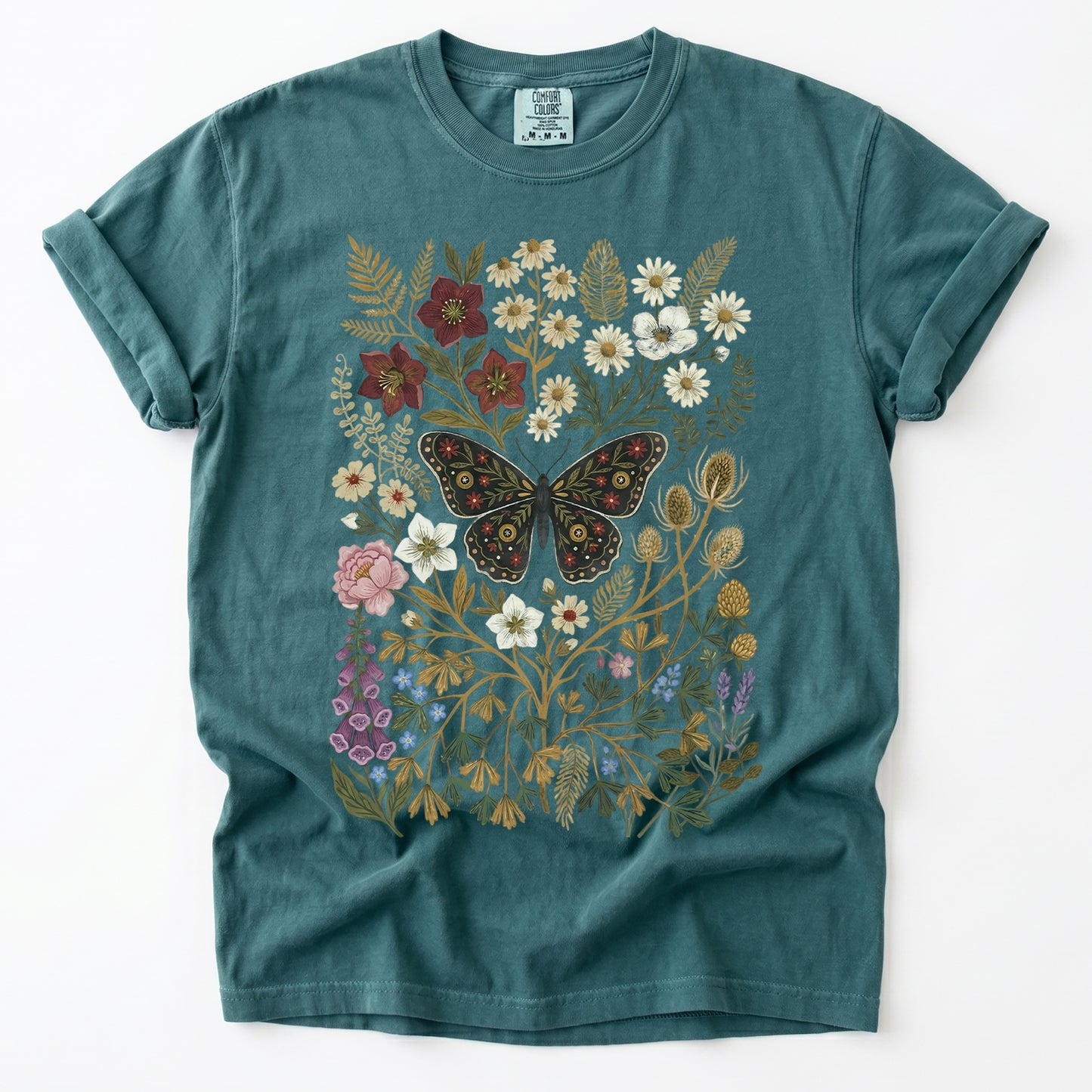 Vintage Wildflower & Butterfly Heavyweight T-Shirt