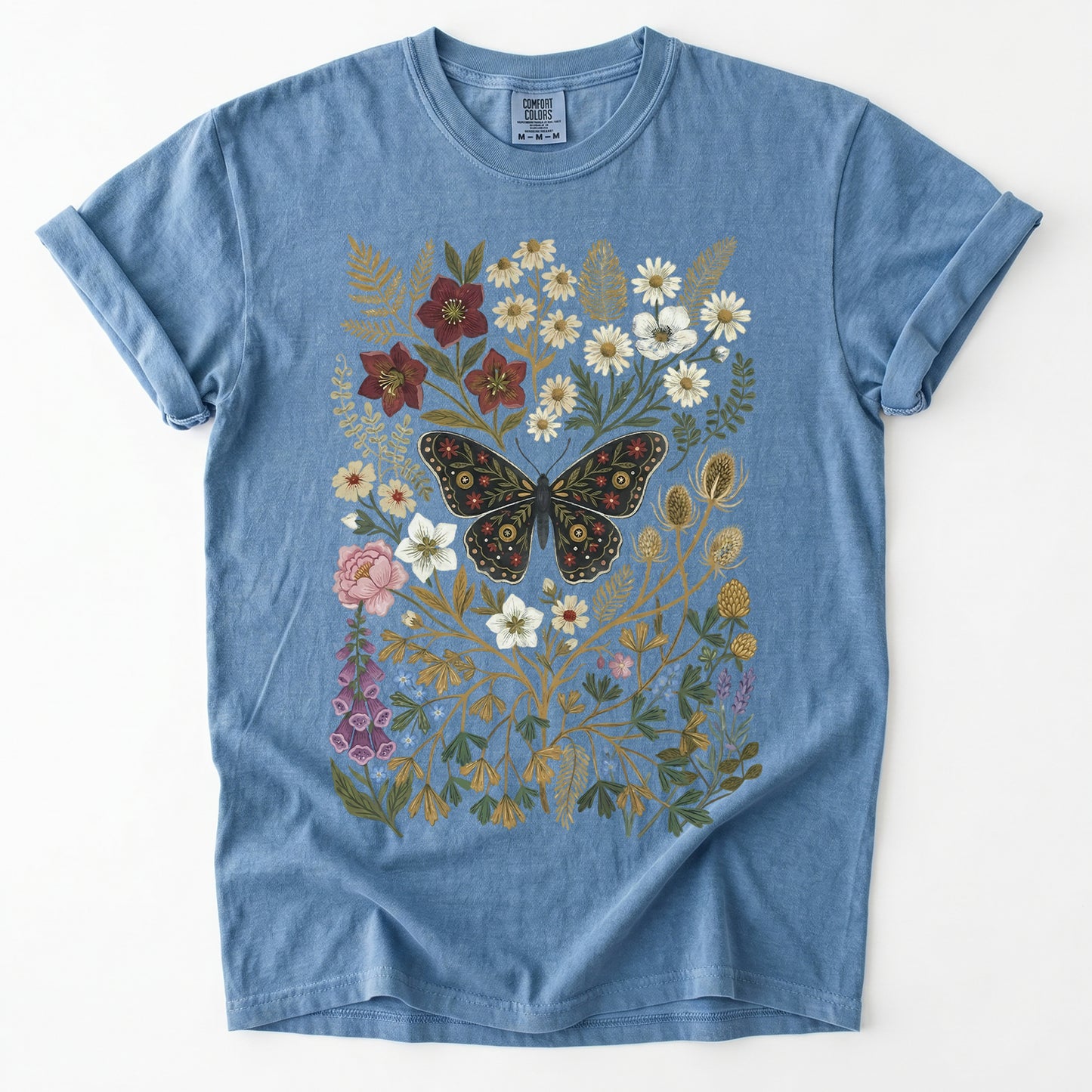 Vintage Wildflower & Butterfly Heavyweight T-Shirt