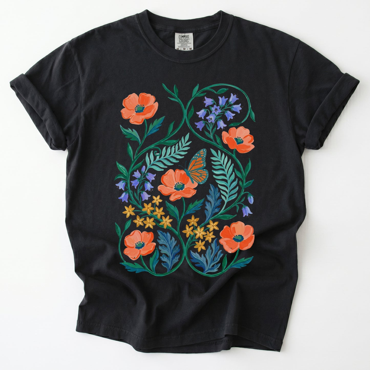 Butterfly & Poppy Garden Vintage Washed T-Shirt