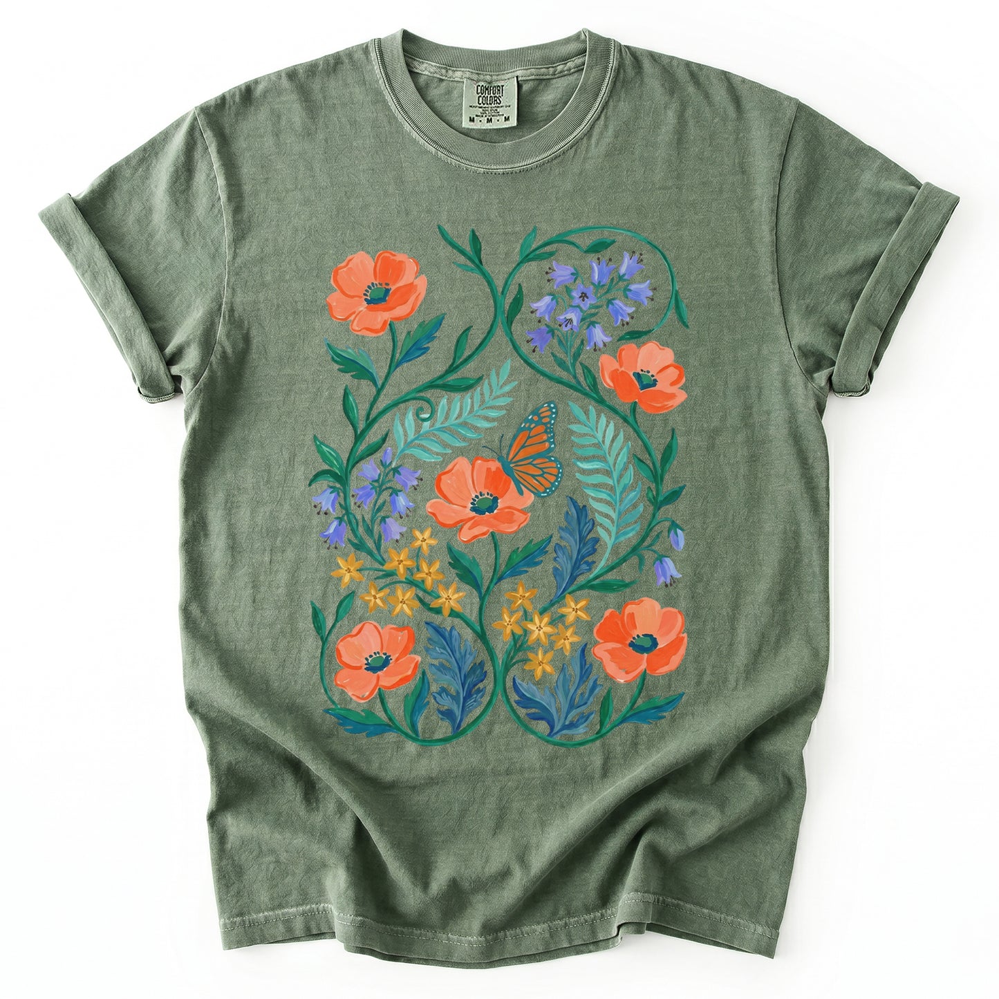 Butterfly & Poppy Garden Vintage Washed T-Shirt