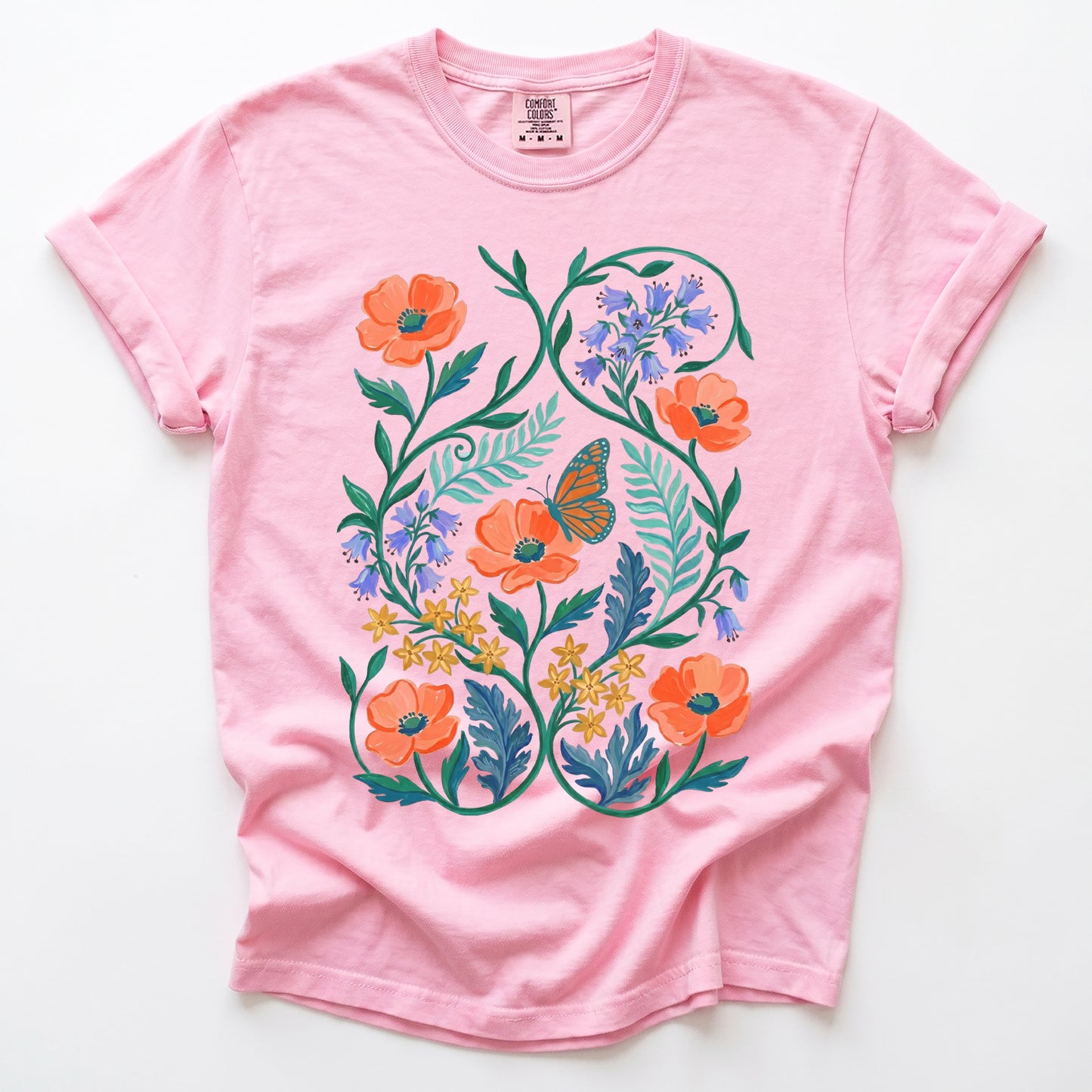 Butterfly & Poppy Garden Vintage Washed T-Shirt